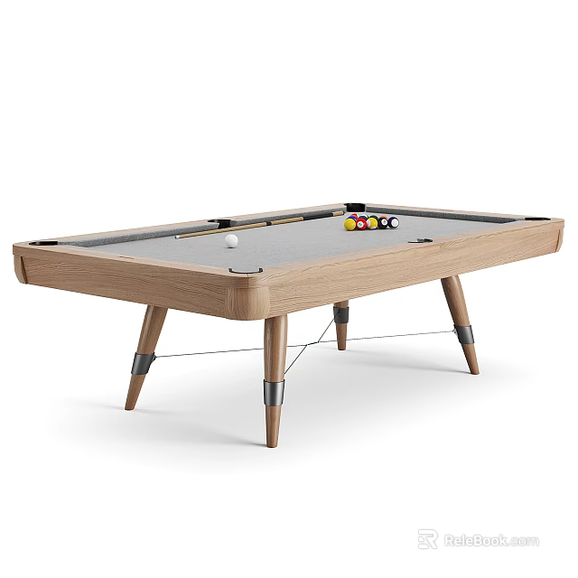 Modern Wooden Frame Pool Table Sports Equipment With Balls And Cue For Home Use 3d model 