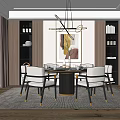 New Chinese Dining Table and Chair Combination Dining Table and Chair 3d model