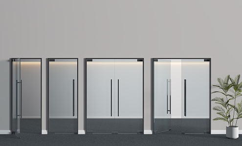 Glass Door Glass Double Door Office Glass Door 3d model