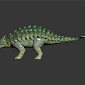 Realistic Green Ankylosaurus Dinosaur Model With Spiked Back And Horned Head