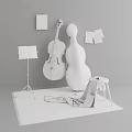 Instruments and Art Supplies Featuring Cello Music Stand Sheets Stool Rug and Wall Notes