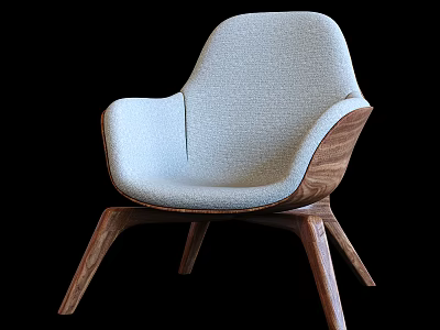 Modern Leisure Chair With Light Gray Fabric Seat And Wooden Frame Design 3d model