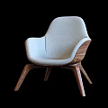 Modern Leisure Chair With Light Gray Fabric Seat And Wooden Frame Design
