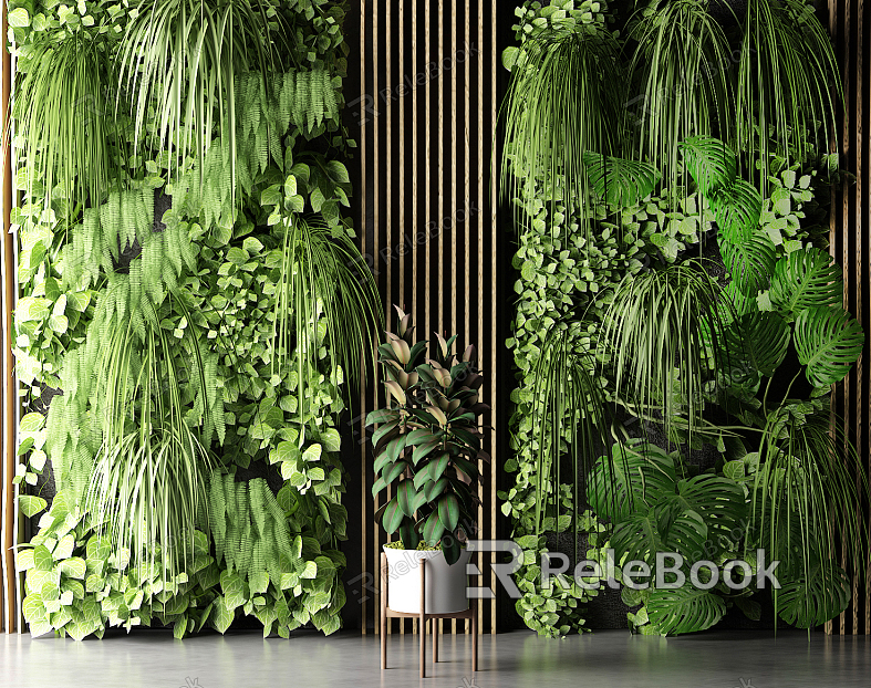 Modern Plant Wall Green Plant Potted Plant Combination model