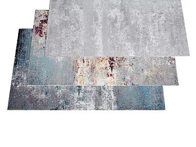 Stylish Square Rugs With Gray Blue Tones And Vintage Abstract Patterns For Modern Home Decor 3d model