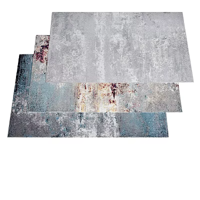 Stylish Square Rugs With Gray Blue Tones And Vintage Abstract Patterns For Modern Home Decor 3d model