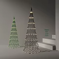 Green And Black Tower Shaped Floor Lamps With Decorative Lights For New Year 2024 Decoration