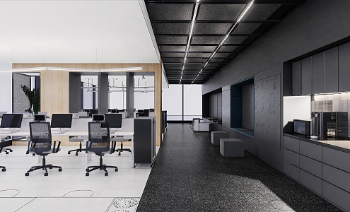 modern public office area office area 3d model