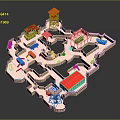 Colorful Children's Playground Maze Model With Slide Swings Water Tower Toy Car And Small Houses