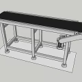 Black Conveyor Belt With Silver Metal Frame On White Base 3d model