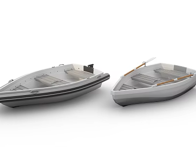 Two Small Rowing Boats With Seats Oars And Different Designs 3d model
