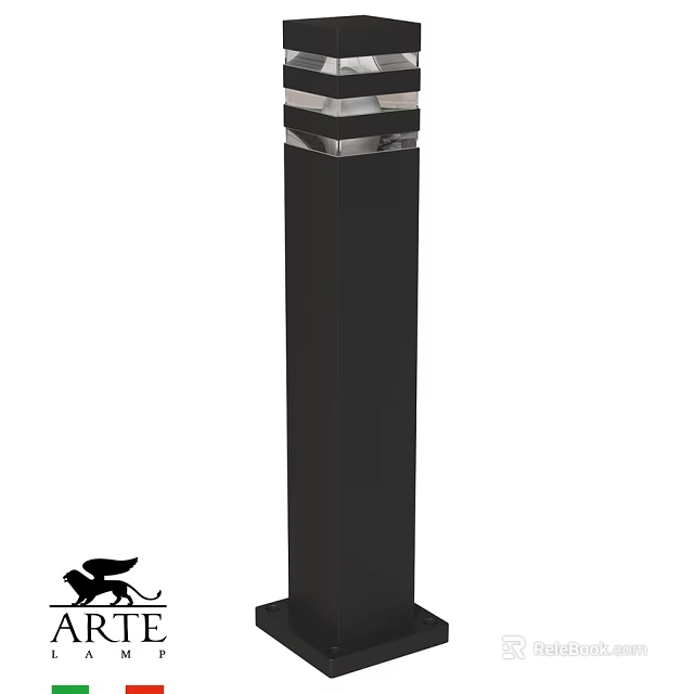Black Outdoor Post Light With Transparent Top For Garden Pathway Lighting 3d model 