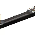 Dark Hull Cargo Ship Floating On Calm Water With Deck Structure 3d model