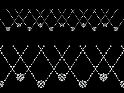 Black and White Decorative Lights with Diamond Cross Arrangement Beaded Accents and Snowflake Shapes 3d model