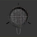 Portable Round Outdoor Grill With Red Top Metal Stand And Grill Rack