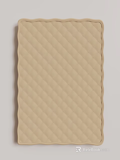 Stylish Beige Square Rug With Quilted Diamond Pattern And Scalloped Edges 3d model 