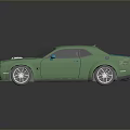 Green Sports Car With Blue Rear Spoiler Shiny Alloy Wheels And Reflective Surface