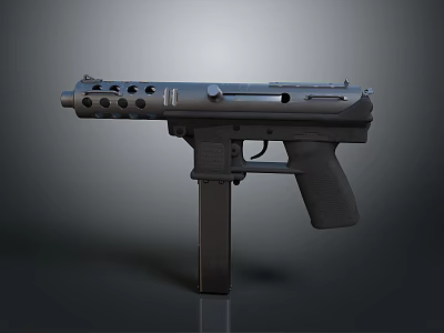 Sleek Black Tactical Pistol With Modern Design Magazine Grip And Barrel 3d model
