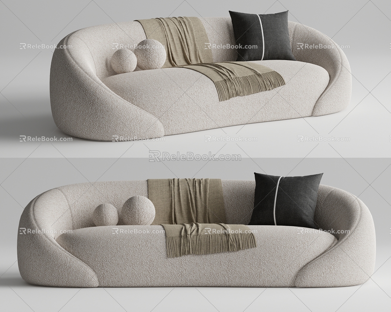 Odyssey modern two-person sofa sofa cream style sofa 3d model