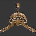 Artistic Detailed Golden Turtle Skeleton on Dark Background with Reflection