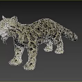 Realistic Clouded Leopard Figure In Standing Pose With Open Mouth And Spotted Fur