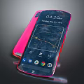 Pink Digital Smartphone With Screen Display Time Date Weather Apps And Chart