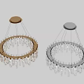 Elegant Crystal Chandelier with Golden Frame and Hanging Crystal Elements for Interior Decoration