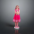 Little Girl Wearing Pink Dress And Glasses With Arms Crossed On White Platform Gray Background