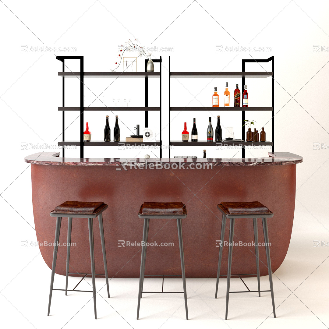 Modern Bar Chair Combination Bar Counter 3d model