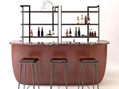 Modern Bar Chair Combination Bar Counter 3d model