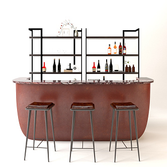 Modern Bar Chair Combination Bar Counter 3d model