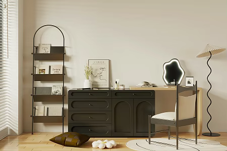 Antique Dressing Table Makeup Table Makeup Stool Combination Cosmetic Combination Vase Flower Art Jewelry Cabinet Jewelry Cabinet Jewelry Storage Cabinet Dressing Cabinet 3d model