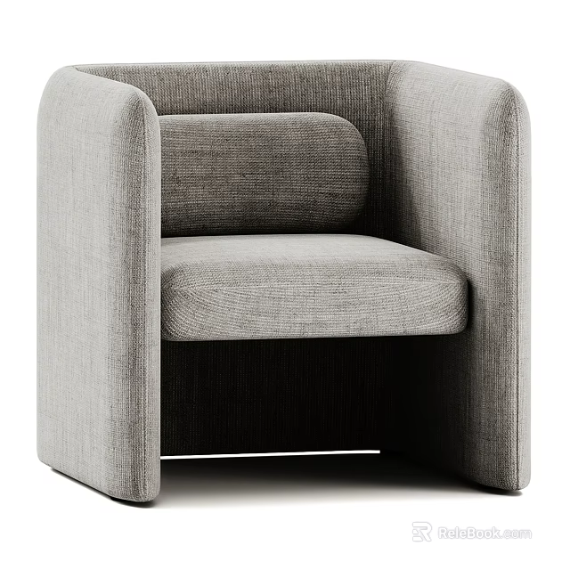 Modern Single Sofa With Gray Fabric Upholstery And Comfortable Armrest Design 3d model 