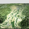 Detailed Mountainous Terrain Model With STRM 30m OpenTopography Data And 80 km Scale