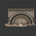 Ancient Carved Stone Arch Architectural Element With Rustic Weathered Details 3d model