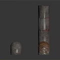 Industrial Metal Pipe Equipment With Straight Curved Red Silver Rusty Brown Elements