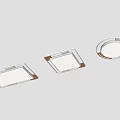 Modern Ceiling Light With Square And Round Shapes Silver Frame Wooden Accents 3d model