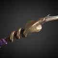 Ornate Snake Shaped Weapon Staff With Gold Purple Coiled Spiral And Metallic Texture