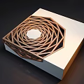 Modern Square Coffee Table White Black Gray With Wooden Spiral Decoration And White Flowers