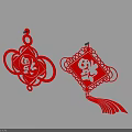 Chinese Traditional Red Wall Decor With Fu Character And Hanging Tassels