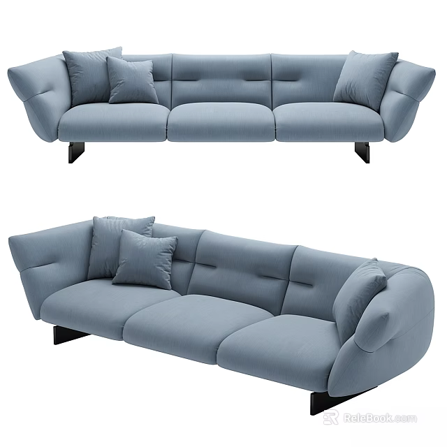 Modern Blue Sectional Sofa Set With Plush Cushions And Sleek Design 3d model