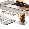 Modern Desk Decorative Ornament Set With Laptop Phone Lamp Coffee Cup Notebooks And Mouse