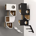 Modern Garden Decorative Planters With Geometric Multi layer Structure Black White Finish And Circular Holes
