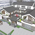 Traditional Chinese Style Homestay Building With Courtyard Black Roof And Wooden Structure