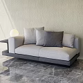 Modern Interior Light Gray Two-Seater Sofa With Dark Gray Cushions And Side Table Round Lamp 3d model