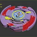 Purple Round Furniture With Blue Center Cartoon Design Red Yellow Accents And Speed Detail