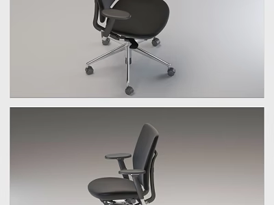 Modern Ergonomic Office Chair with Black Upholstery Adjustable Armrests and Five-Point Wheel Base 3d model