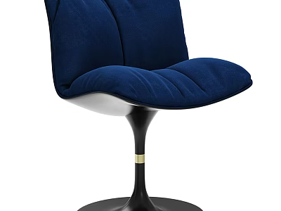 Navy Blue Velvet Padded Accent Chair With Black Round Base And Gold Detail 3d model