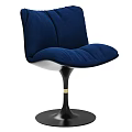 Navy Blue Velvet Padded Accent Chair With Black Round Base And Gold Detail
