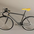 Stylish Road Bicycle With Black Frame Yellow Saddle And Curved Handlebars
